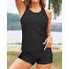 imageYonique Tankini Swimsuits for Women 3 Piece Bathing Suits Swim Tank Top with Boy Shorts and Bra Modest SwimwearBlack 02