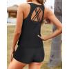 imageYonique Tankini Swimsuits for Women 3 Piece Bathing Suits Swim Tank Top with Boy Shorts and Bra Modest SwimwearBlack 02