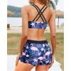 imageYonique Tankini Swimsuits for Women 3 Piece Bathing Suits Swim Tank Top with Boy Shorts and Bra Modest SwimwearBlack