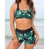 imageYonique Tankini Swimsuits for Women 3 Piece Bathing Suits Swim Tank Top with Boy Shorts and Bra Modest SwimwearBlack Leaf