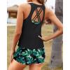 imageYonique Tankini Swimsuits for Women 3 Piece Bathing Suits Swim Tank Top with Boy Shorts and Bra Modest SwimwearBlack Leaf