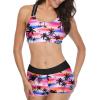 imageYonique Tankini Swimsuits for Women 3 Piece Bathing Suits Swim Tank Top with Boy Shorts and Bra Modest SwimwearBlack Purple Coconut