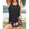 imageYonique Tankini Swimsuits for Women 3 Piece Bathing Suits Swim Tank Top with Boy Shorts and Bra Modest SwimwearBlack and Orange