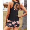 imageYonique Tankini Swimsuits for Women 3 Piece Bathing Suits Swim Tank Top with Boy Shorts and Bra Modest SwimwearBlack and Orange