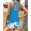imageYonique Tankini Swimsuits for Women 3 Piece Bathing Suits Swim Tank Top with Boy Shorts and Bra Modest SwimwearBlue Flower
