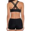 imageYonique Tankini Swimsuits for Women 3 Piece Bathing Suits Swim Tank Top with Boy Shorts and Bra Modest SwimwearBlue Green Striped Floral