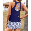 imageYonique Tankini Swimsuits for Women 3 Piece Bathing Suits Swim Tank Top with Boy Shorts and Bra Modest SwimwearBlue Striped