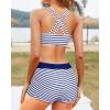 imageYonique Tankini Swimsuits for Women 3 Piece Bathing Suits Swim Tank Top with Boy Shorts and Bra Modest SwimwearBlue Striped