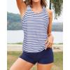 imageYonique Tankini Swimsuits for Women 3 Piece Bathing Suits Swim Tank Top with Boy Shorts and Bra Modest SwimwearBlue and White Stripe