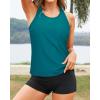 imageYonique Tankini Swimsuits for Women 3 Piece Bathing Suits Swim Tank Top with Boy Shorts and Bra Modest SwimwearBluegreen Geometric