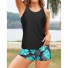 imageYonique Tankini Swimsuits for Women 3 Piece Bathing Suits Swim Tank Top with Boy Shorts and Bra Modest SwimwearBright Blue Flower