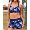 imageYonique Tankini Swimsuits for Women 3 Piece Bathing Suits Swim Tank Top with Boy Shorts and Bra Modest SwimwearGalaxy Blue Leaf