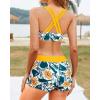 imageYonique Tankini Swimsuits for Women 3 Piece Bathing Suits Swim Tank Top with Boy Shorts and Bra Modest SwimwearOrange Yellow
