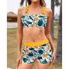 imageYonique Tankini Swimsuits for Women 3 Piece Bathing Suits Swim Tank Top with Boy Shorts and Bra Modest SwimwearOrange Yellow