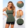 imageYonique Tankini Top for Women Bathing Suit Top No Bottom Modest Swimsuit Top Only Tummy Control Swim Tank TopArmy Green
