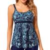 imageYonique Tankini Top for Women Bathing Suit Top No Bottom Modest Swimsuit Top Only Tummy Control Swim Tank TopBlue Flower