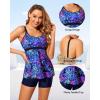imageYonique Tankini Top for Women Bathing Suit Top No Bottom Modest Swimsuit Top Only Tummy Control Swim Tank TopBlue Purple Leaves