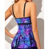 imageYonique Tankini Top for Women Bathing Suit Top No Bottom Modest Swimsuit Top Only Tummy Control Swim Tank TopBlue Purple Leaves
