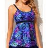 imageYonique Tankini Top for Women Bathing Suit Top No Bottom Modest Swimsuit Top Only Tummy Control Swim Tank TopBlue Purple Leaves