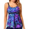 imageYonique Tankini Top for Women Bathing Suit Top No Bottom Modest Swimsuit Top Only Tummy Control Swim Tank TopBlue Purple Leaves