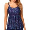 imageYonique Tankini Top for Women Bathing Suit Top No Bottom Modest Swimsuit Top Only Tummy Control Swim Tank TopBlue Stripe