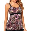imageYonique Tankini Top for Women Bathing Suit Top No Bottom Modest Swimsuit Top Only Tummy Control Swim Tank TopBrown Mandala