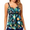 imageYonique Tankini Top for Women Bathing Suit Top No Bottom Modest Swimsuit Top Only Tummy Control Swim Tank TopTropic Leaf