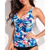 imageYonique Tummy Control Tankini Top Only V Neck Swim Top Twist Front Bathing Suit Top No BottomBlue Flower