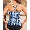 imageYonique Tummy Control Tankini Top Only V Neck Swim Top Twist Front Bathing Suit Top No BottomBlue Tie Dye