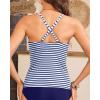 imageYonique Tummy Control Tankini Top Only V Neck Swim Top Twist Front Bathing Suit Top No BottomBlue and White Stripe