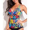 imageYonique Tummy Control Tankini Top Only V Neck Swim Top Twist Front Bathing Suit Top No BottomColorful Leaves