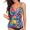 imageYonique Tummy Control Tankini Top Only V Neck Swim Top Twist Front Bathing Suit Top No BottomColorful Leaves