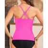 imageYonique Tummy Control Tankini Top Only V Neck Swim Top Twist Front Bathing Suit Top No BottomHot Pink