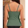 imageYonique Womens Tankini Top Swimwear Twist V Neck Swimsuits Tummy Control Bathing Suits Top OnlyArmy Green