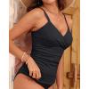 imageYonique Womens Tankini Top Swimwear Twist V Neck Swimsuits Tummy Control Bathing Suits Top OnlyBlack