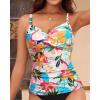 imageYonique Womens Tankini Top Swimwear Twist V Neck Swimsuits Tummy Control Bathing Suits Top OnlyColorful Floral