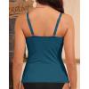 imageYonique Womens Tankini Top Swimwear Twist V Neck Swimsuits Tummy Control Bathing Suits Top OnlyEnamel Blue