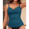 imageYonique Womens Tankini Top Swimwear Twist V Neck Swimsuits Tummy Control Bathing Suits Top OnlyEnamel Blue