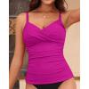 imageYonique Womens Tankini Top Swimwear Twist V Neck Swimsuits Tummy Control Bathing Suits Top OnlyHot Pink Purple