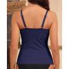 imageYonique Womens Tankini Top Swimwear Twist V Neck Swimsuits Tummy Control Bathing Suits Top OnlyNavy Blue