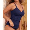 imageYonique Womens Tankini Top Swimwear Twist V Neck Swimsuits Tummy Control Bathing Suits Top OnlyNavy Blue