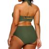 imageYonique Womens Two Piece Plus Size Halter Bikini Swimsuits Tummy Control Bathing Suits High Waisted SwimwearArmy Green