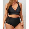 imageYonique Womens Two Piece Plus Size Halter Bikini Swimsuits Tummy Control Bathing Suits High Waisted SwimwearBlack 01