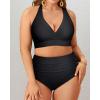 imageYonique Womens Two Piece Plus Size Halter Bikini Swimsuits Tummy Control Bathing Suits High Waisted SwimwearBlack 01