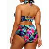 imageYonique Womens Two Piece Plus Size Halter Bikini Swimsuits Tummy Control Bathing Suits High Waisted SwimwearFloral