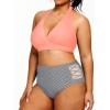 imageYonique Womens Two Piece Plus Size Halter Bikini Swimsuits Tummy Control Bathing Suits High Waisted SwimwearPink and Stripes