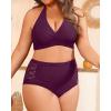 imageYonique Womens Two Piece Plus Size Halter Bikini Swimsuits Tummy Control Bathing Suits High Waisted SwimwearPurple