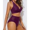 imageYonique Womens Two Piece Plus Size Halter Bikini Swimsuits Tummy Control Bathing Suits High Waisted SwimwearPurple
