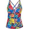 imageYonique Tummy Control Tankini Top Only V Neck Swim Top Twist Front Bathing Suit Top No BottomColorful Leaves