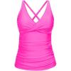 imageYonique Tummy Control Tankini Top Only V Neck Swim Top Twist Front Bathing Suit Top No BottomHot Pink